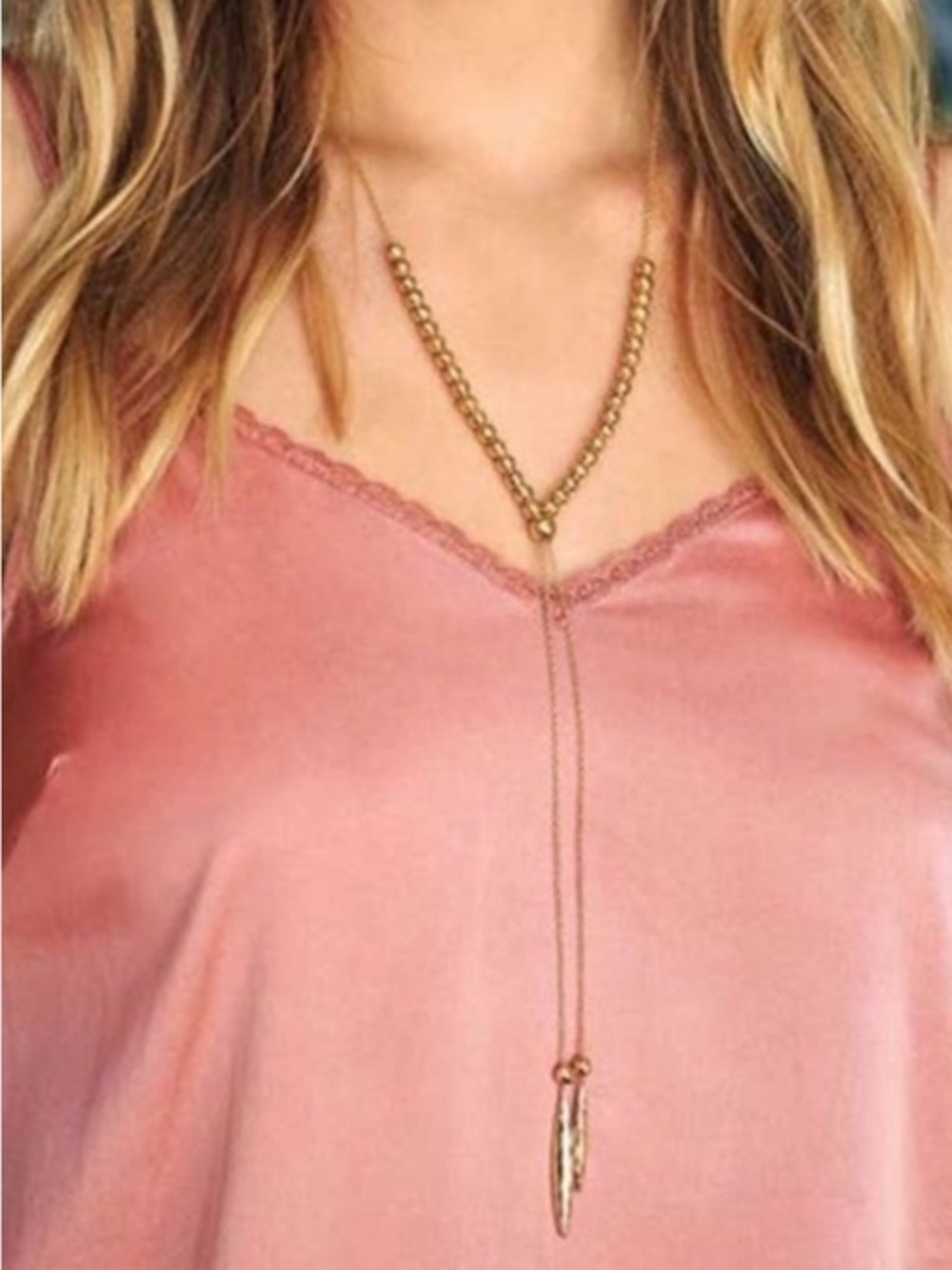 Gorjana Gold Double-Chain Y Necklace with Feather Drops